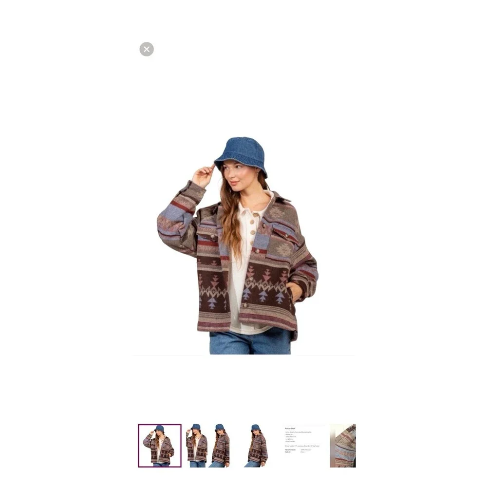 NWOT Women’s New In Jacket Aztec Print Size Large - Picture 4 of 5